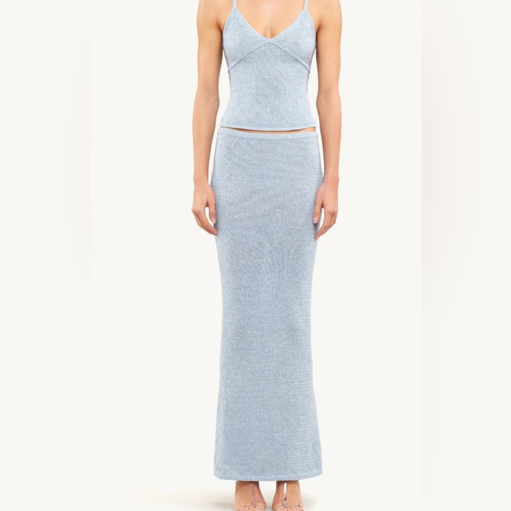 Chic Light Blue Maxi Skirt